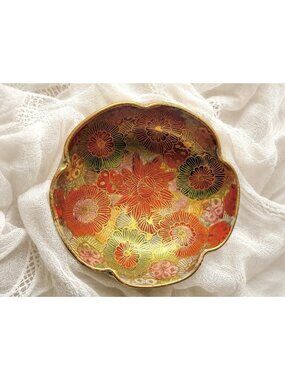 Antique Japanese Satsuma Millefleur Thousand Flowers Mini Bowl Gold Gilt